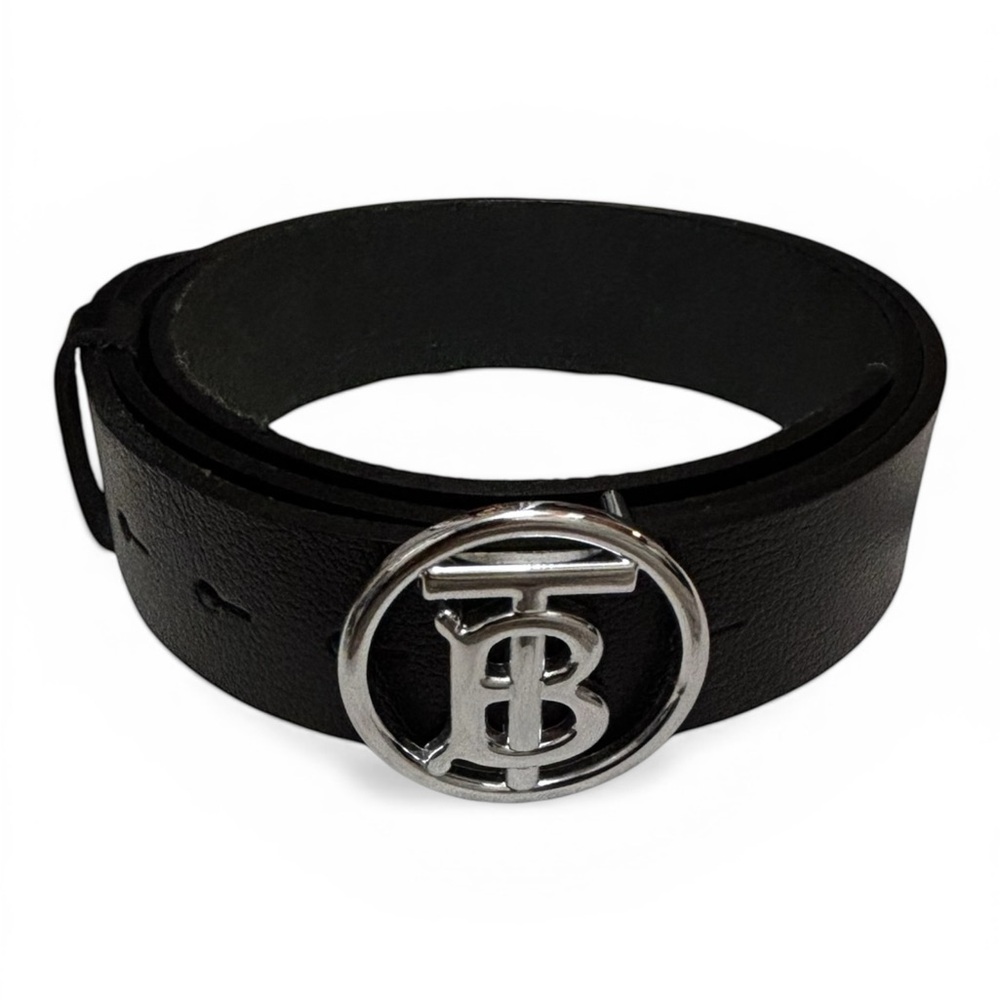TB Monogram Black Leather Belt